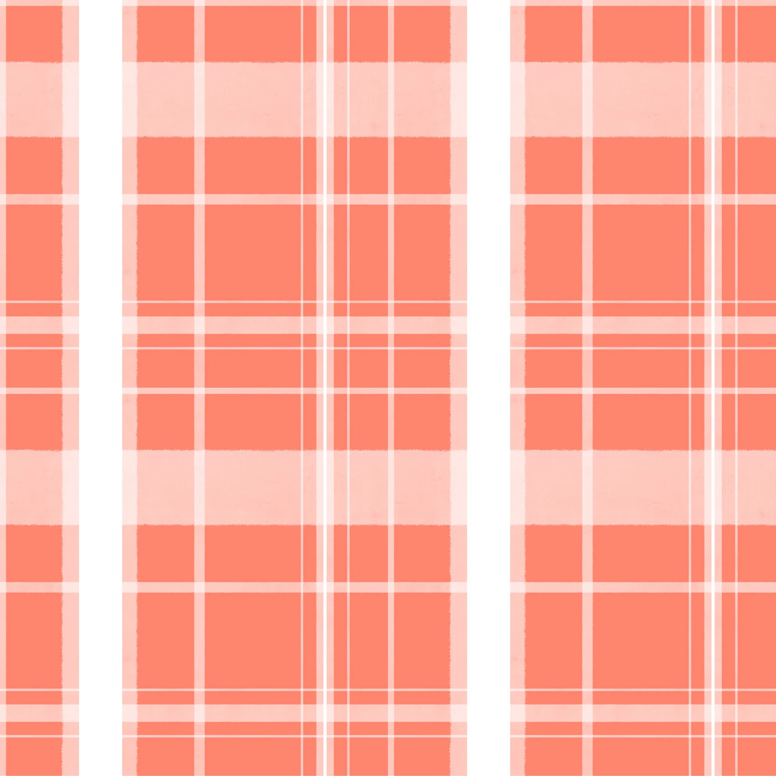Orange and white plaid pattern with vertical and horizontal lines.