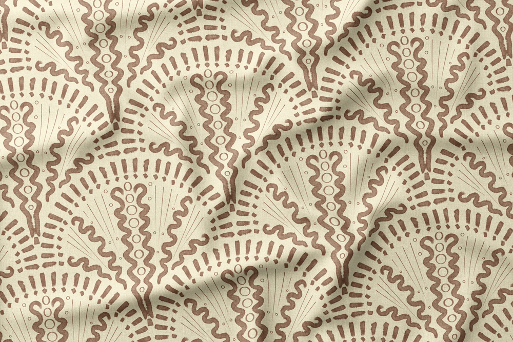 8 - Hand-drawn Paintbrush Scallops in Brown on Cream