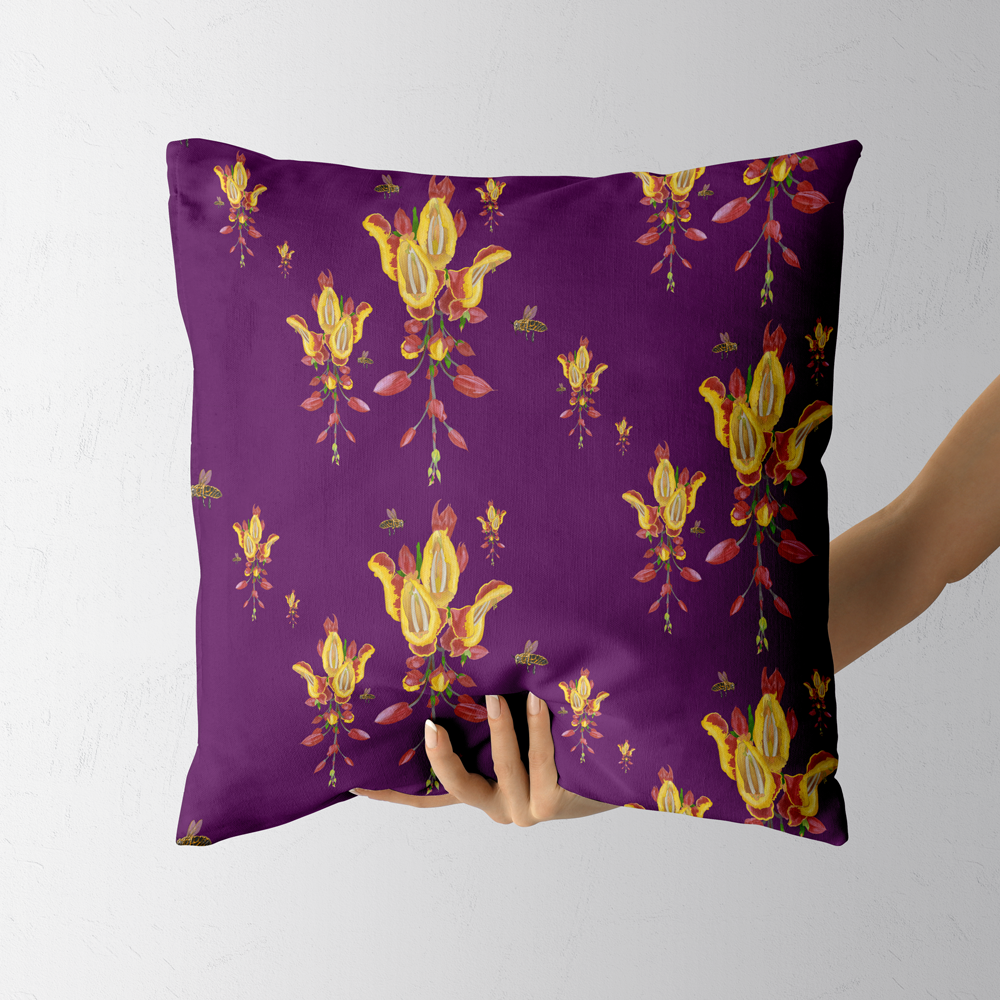 Exotic Florals: Indian Brick & Butter Vine
Colorway: 11 (on Rich Plum)