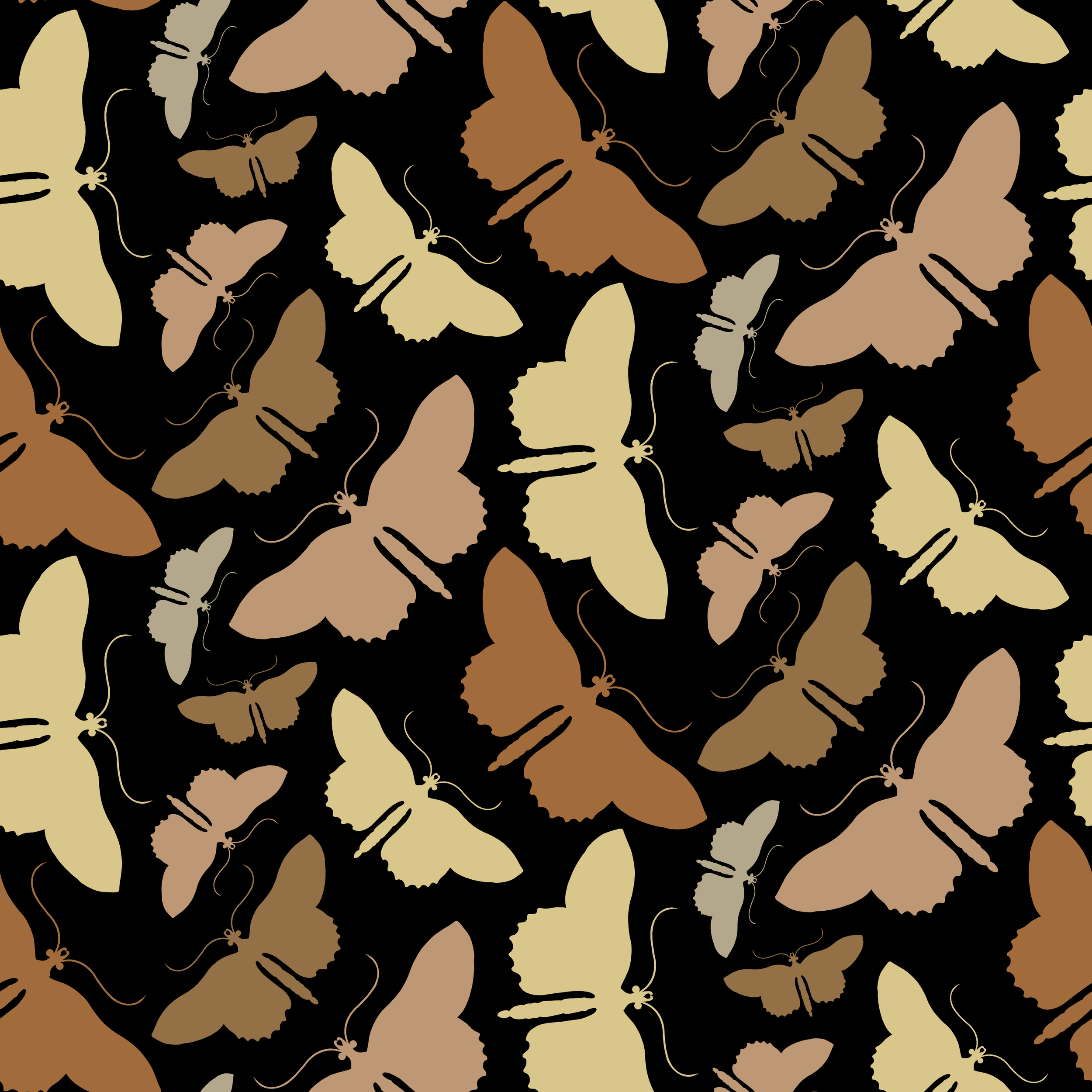 Parkleigh Butterflies
Colorway: 15 (Silhouettes of Dancing Butterflies on Black)