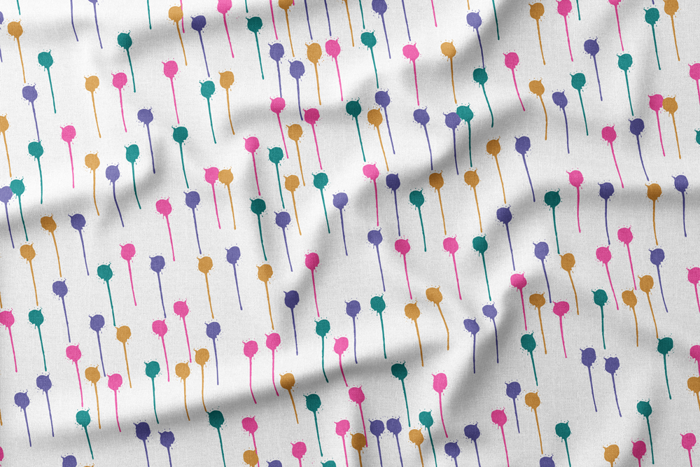 #3 Dripping Paint Drops in Pink, Purple, Mustard, and Teal