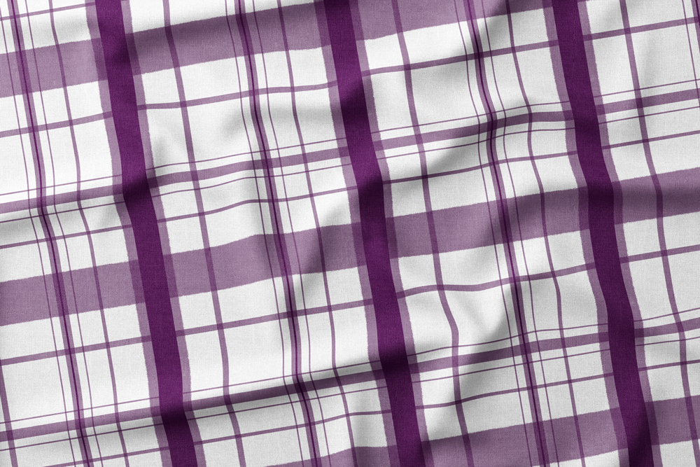 Plaid EF-IBBV-04 Rich Plum on White