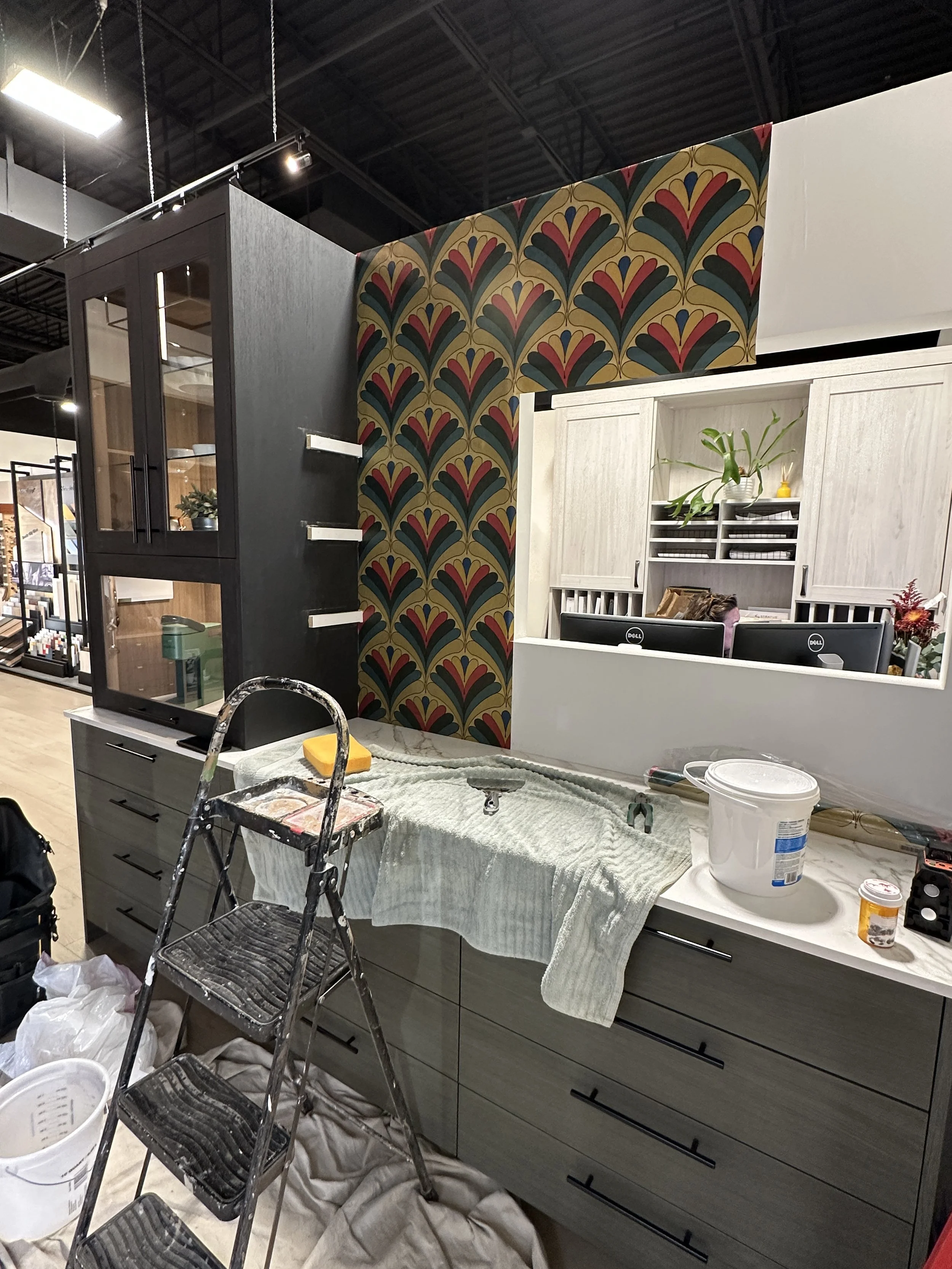 Then the second roll application begins
The installation required four 2'x6' rolls 
+ one 2' x 9' roll to complete