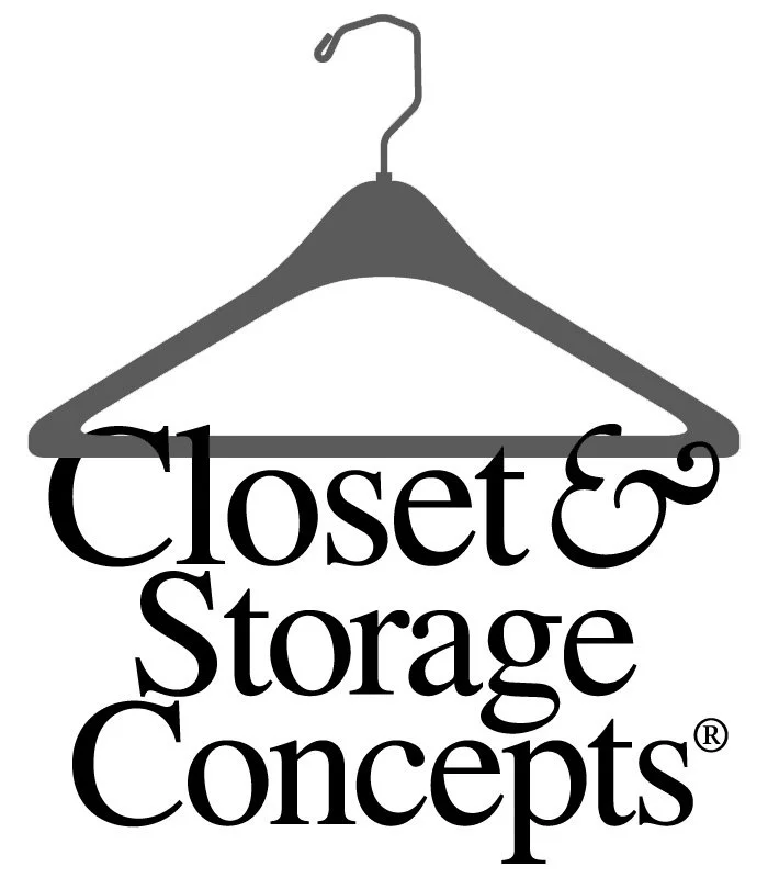Logo with a clothes hanger and the text "Closet & Storage Concepts"