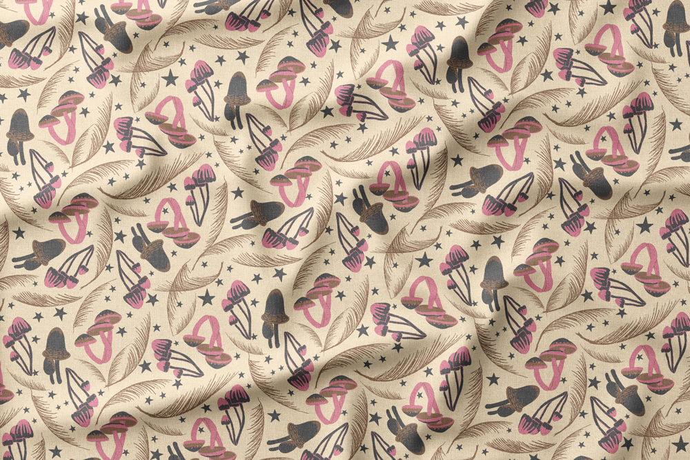 #8 Cosmic Mushrooms - Grasses - Stars on a Creamy Sky