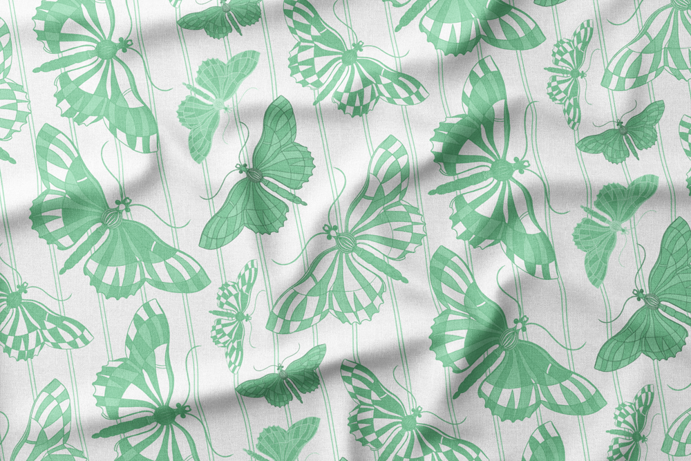 Parkleigh Butterflies 09 - Shades of Mint - Vectors Dance Across Pinstripes