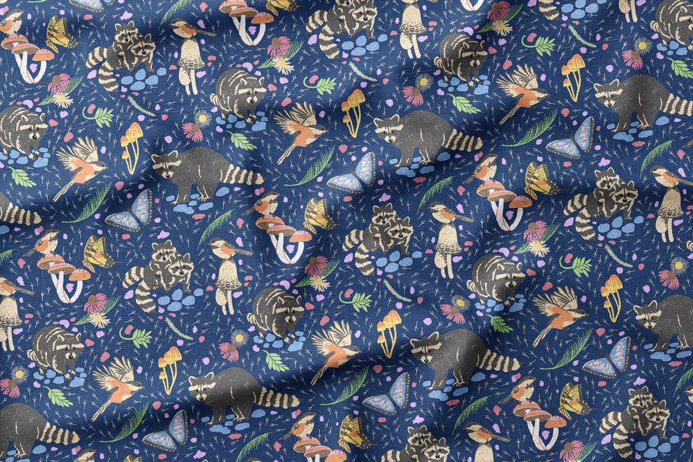 #2 Raccoons, butterflies, chickadees, mushrooms, flowers, plants, pebbles, footprints