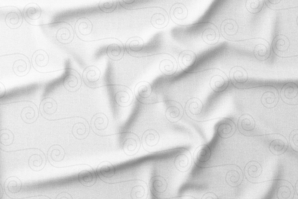 White background with gray swirling patterns