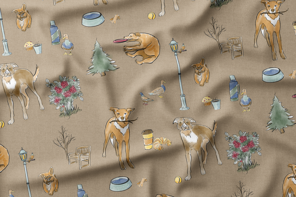 Coffee in the Park with Dogs
Colorway: 06 (on Mocha)