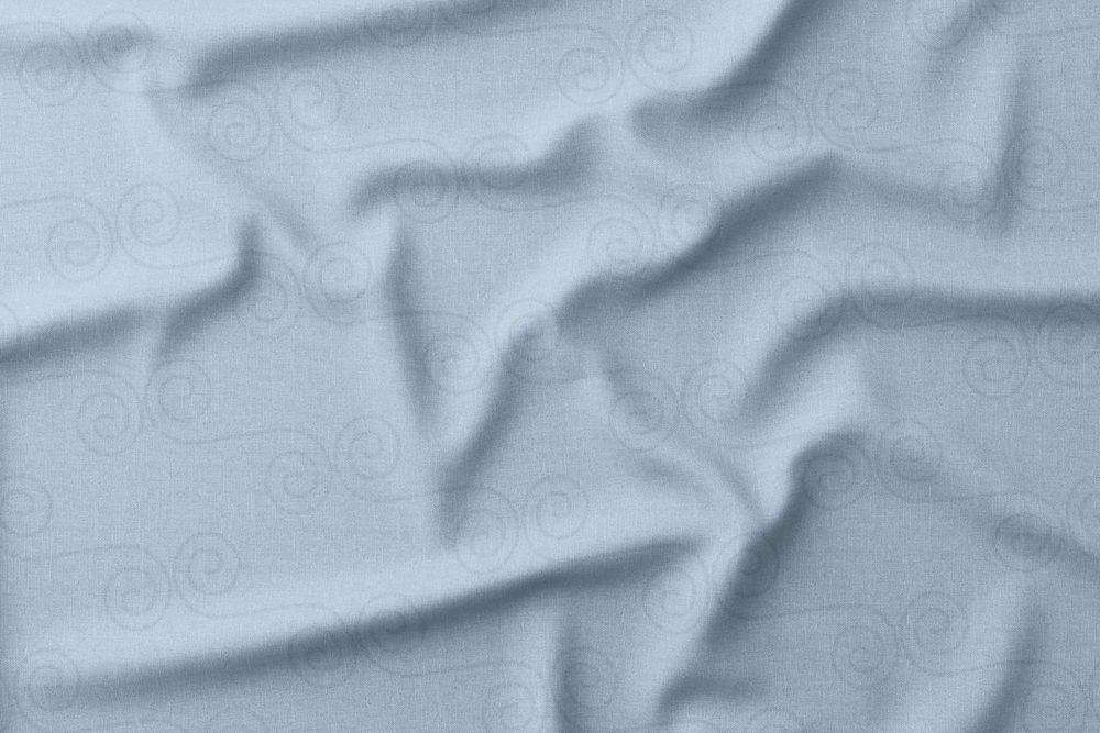 Light blue background with swirling spiral patterns, resembling wind or abstract curly designs.