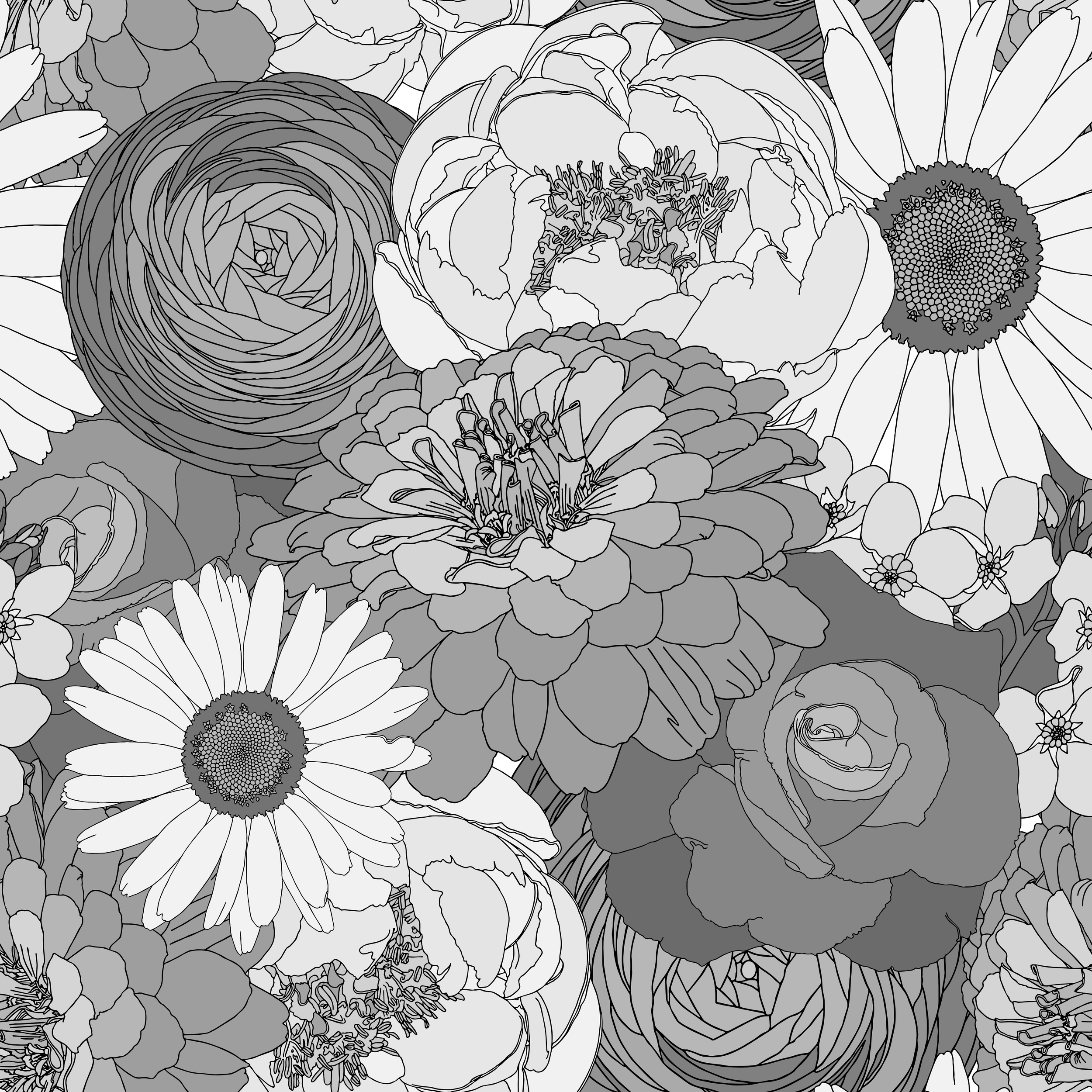 Retro Florals
Colorway: 10 (Monochrome Grays); 
Pattern #16247099