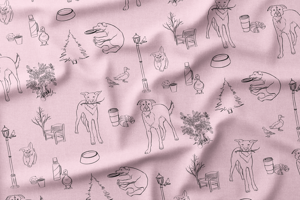 Coffee in the Park with Dogs
Colorway: 10 (on Soft Pink)