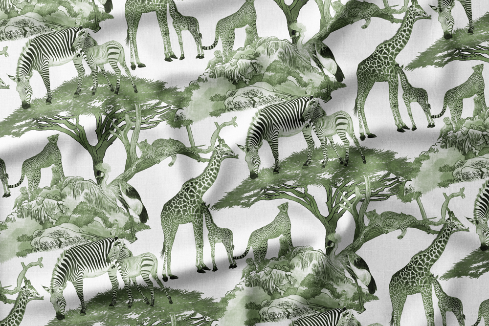 Serengeti Wildlife Families
Colorway: 20 (Green Ink on White)