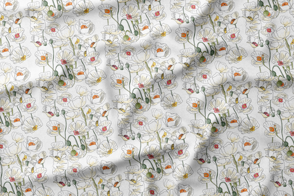 Watercolor Poppies
Colorway: 02 (on White)