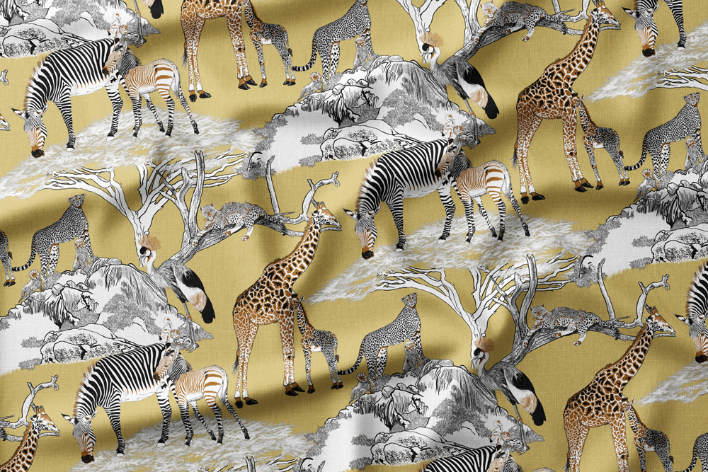 25 Color Blocks Toile on Spicy Dijon