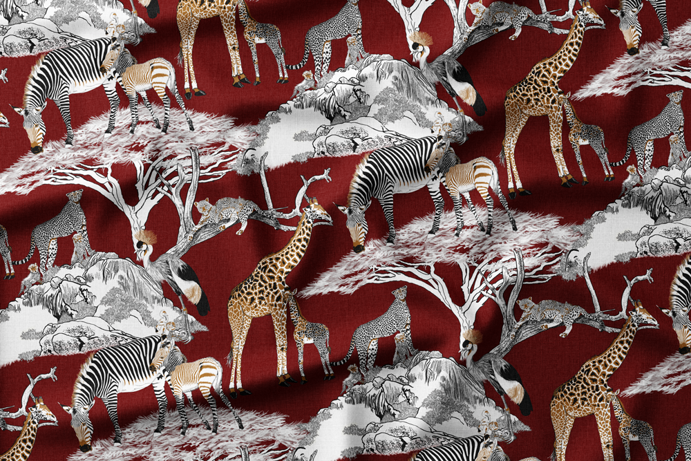 29 Color Blocks Toile on Crimson