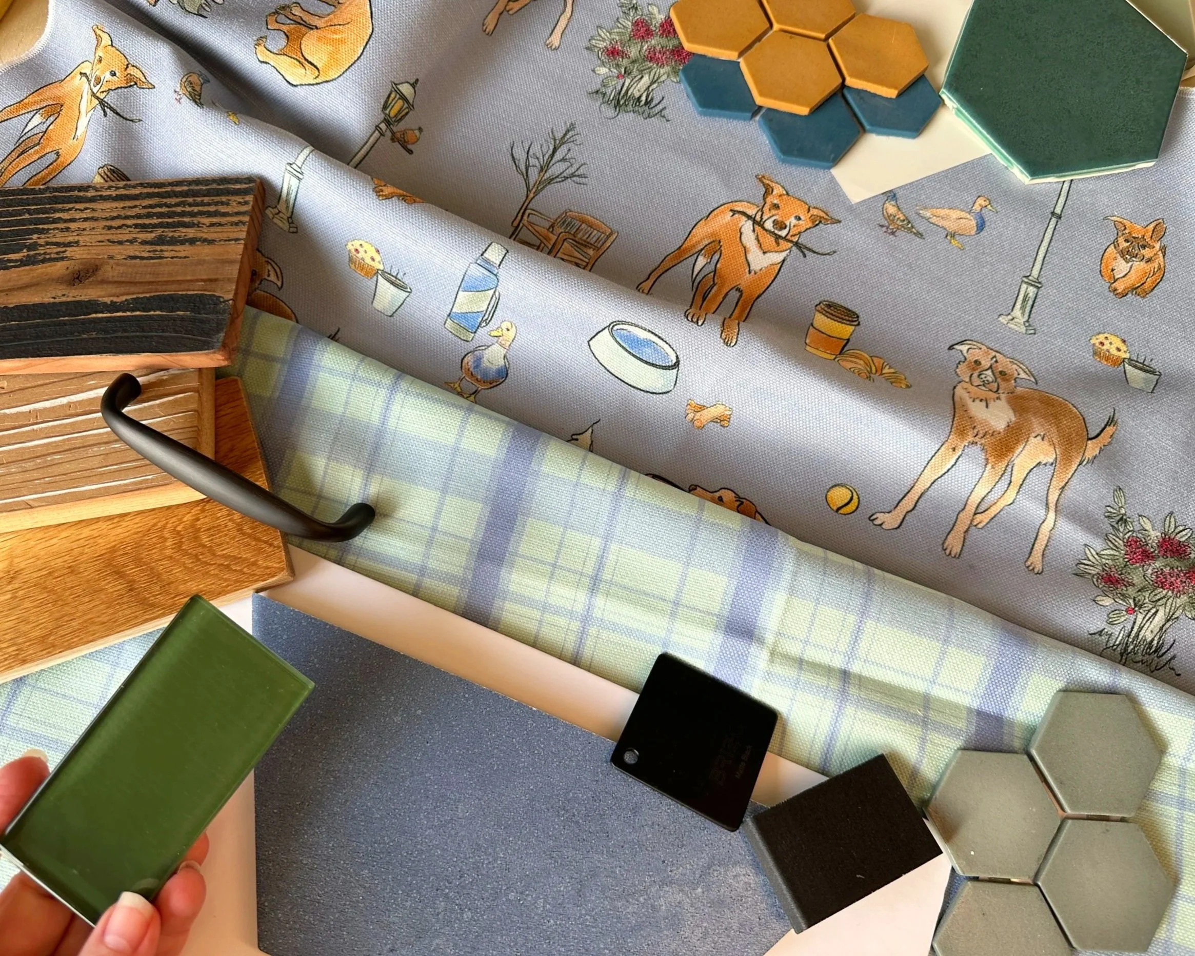 Gabrielle works with a variety of materials for options for a bathroom