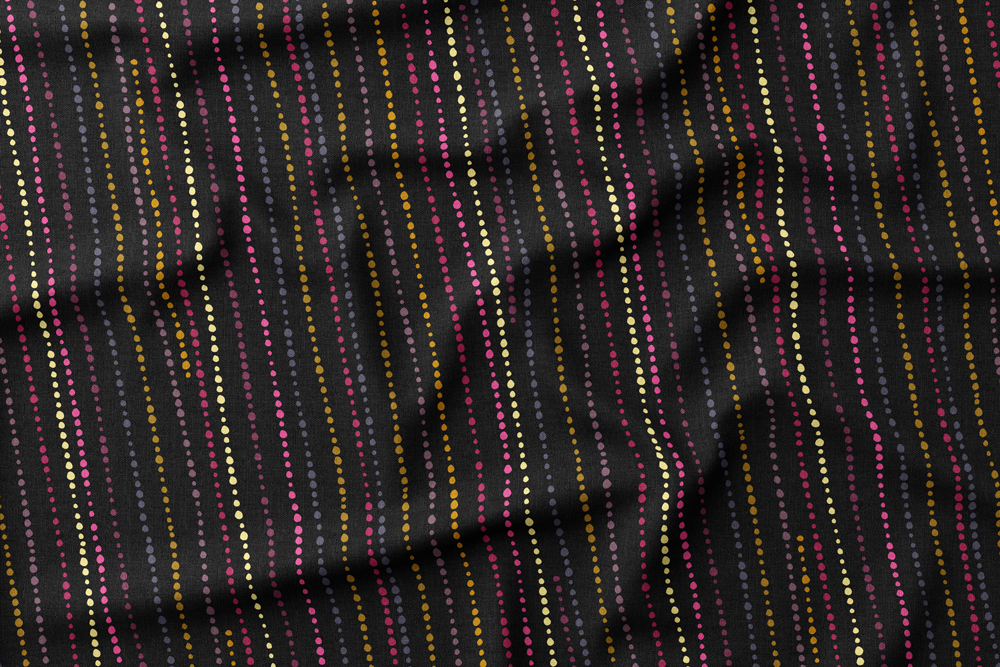 Dotted Stripes
Colorway: Paradise-04 (Tropical-colored Stripes on Black)