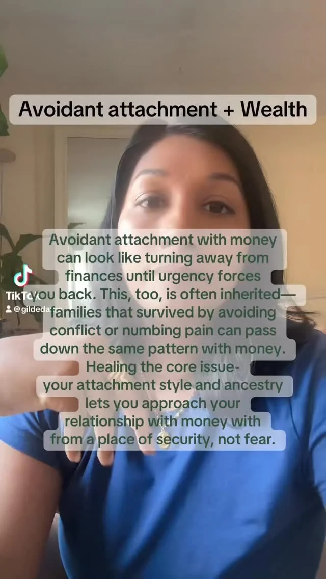 Avoidant attachment + money
If you delay looking at finances until a crisis hits, you’re not “bad with money”—you’re likely repeating a protective pattern that once kept your family safe. When conflict or pain was avoide