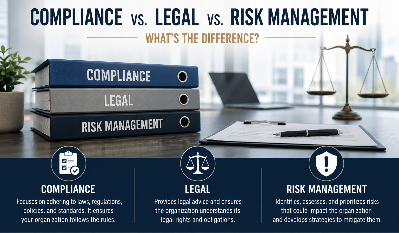Compliance vs. Legal vs. Risk Management: What's the Difference?