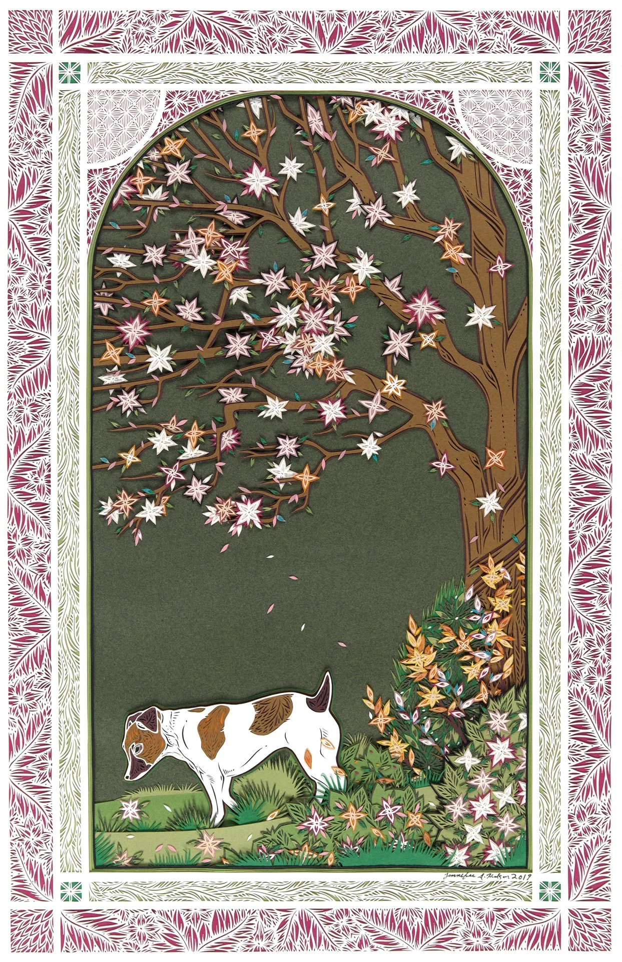 April, Hand Cut Paper, 11inx17in, ORIGINAL SOLD. Prints Available