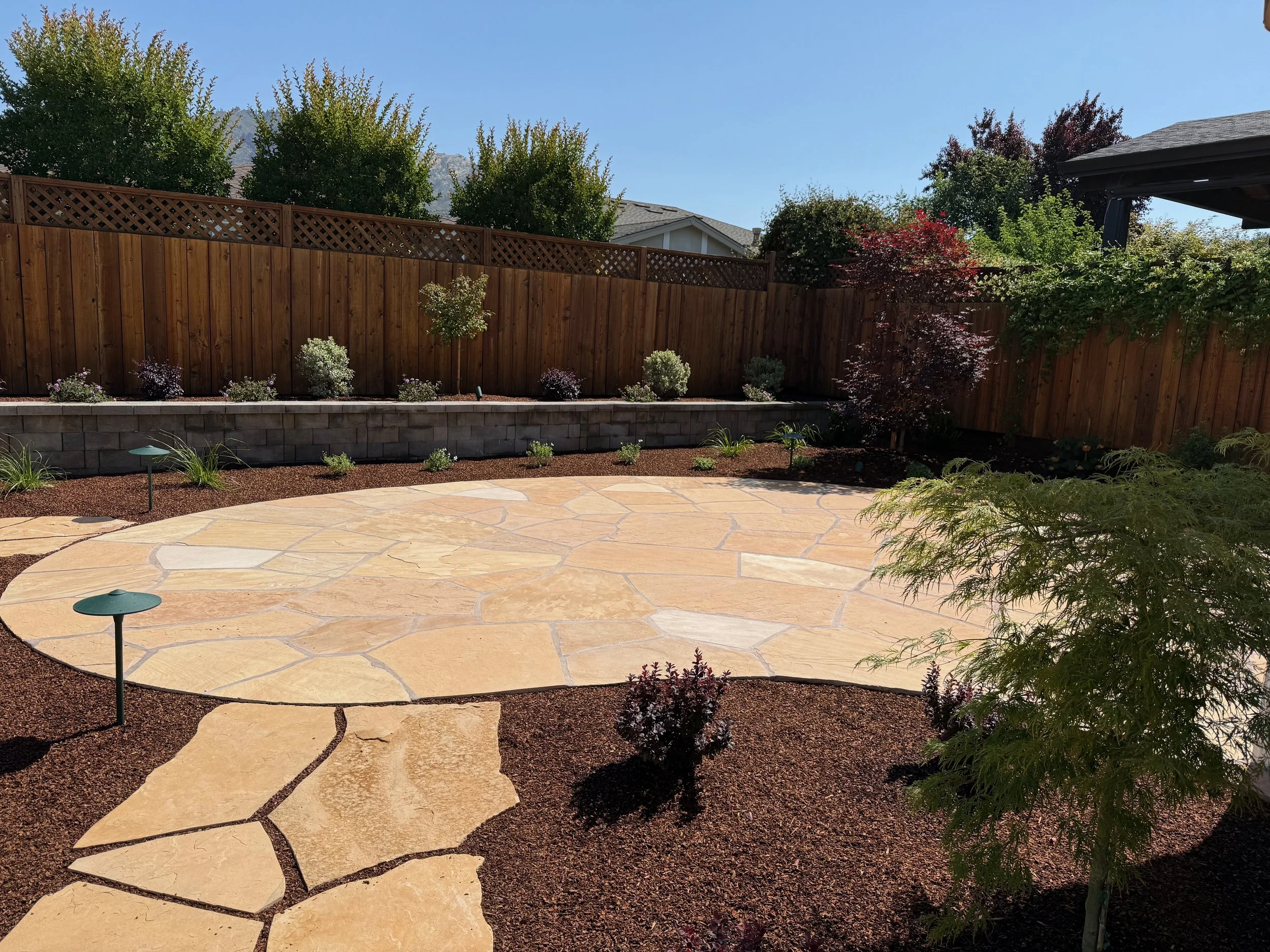 Arizona flagstone patio and walkway with low voltage lights.