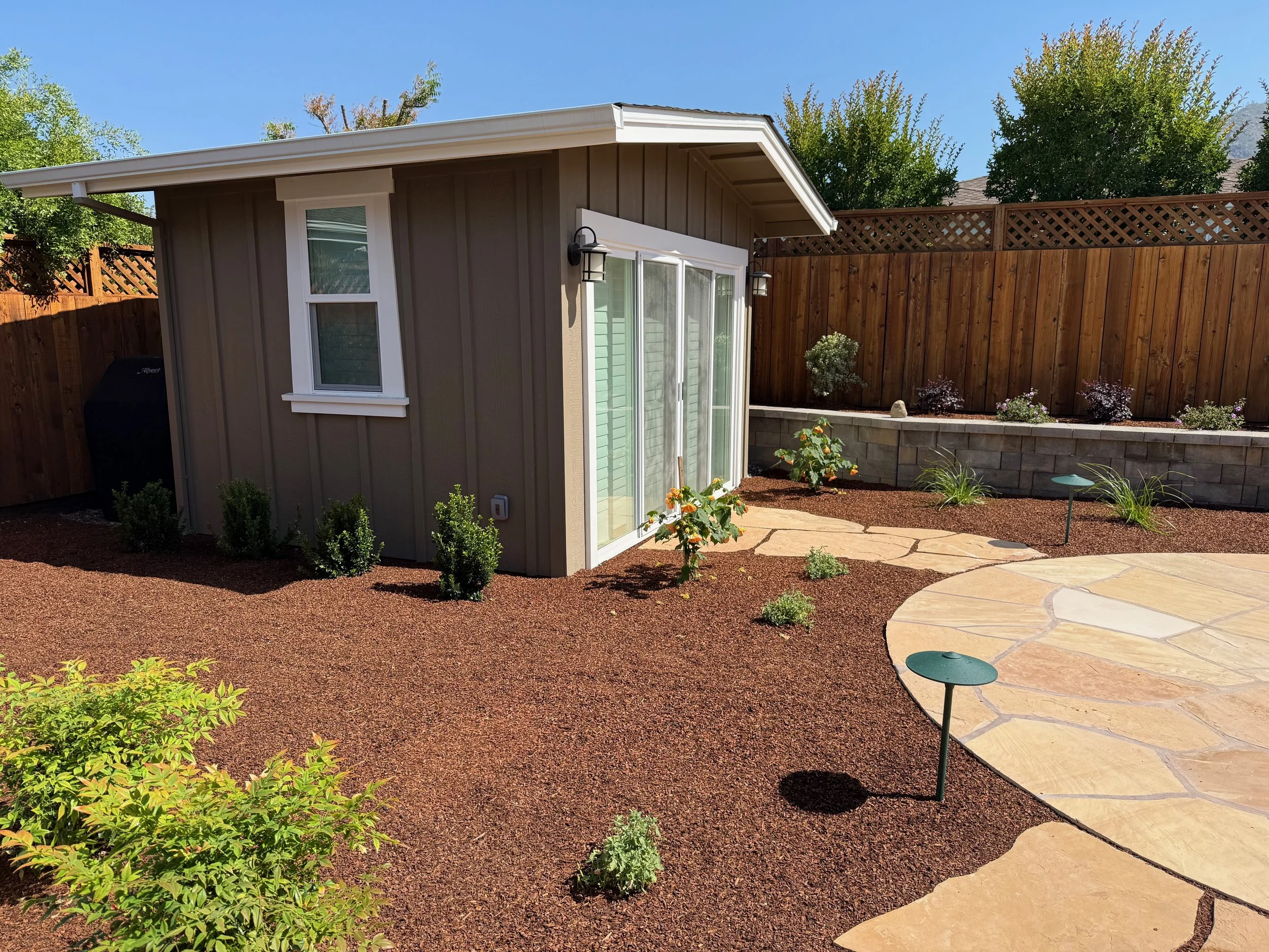 Arizona Flagstone patio and new plantings in Oakmont, Santa Rosa CA.