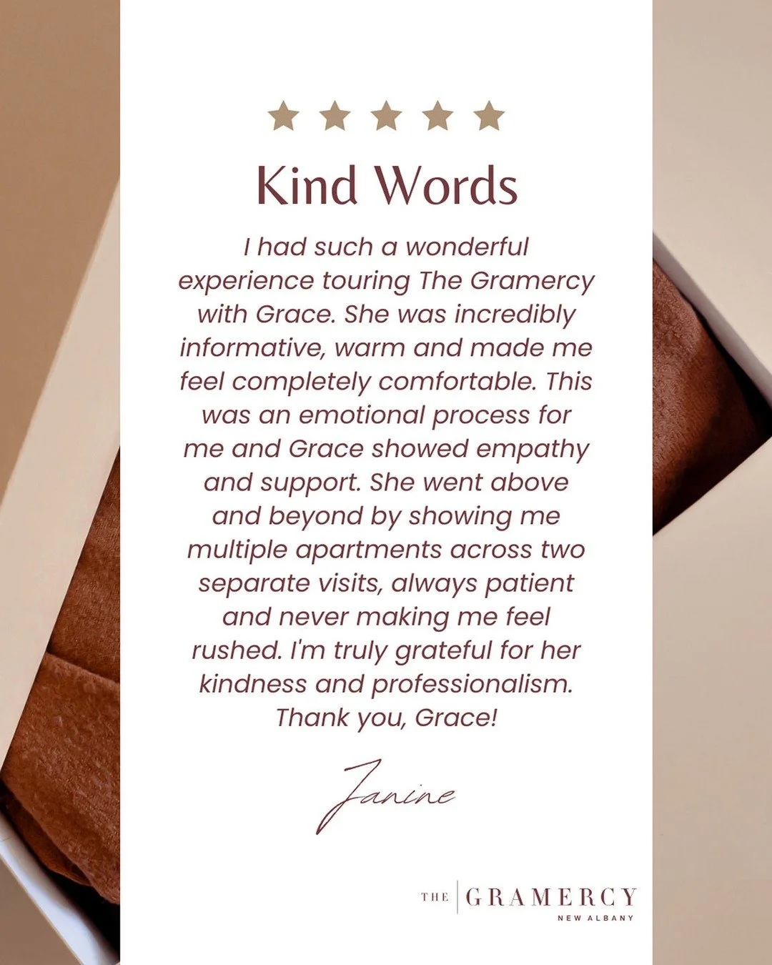 💛 A kind word from one of our new residents 💛
We absolutely love hearing from you guys &mdash; your sweet messages always make our day! ✨
Thank you for taking the time to share the love with us here at The Gramercy. 
We appreciate you more than you