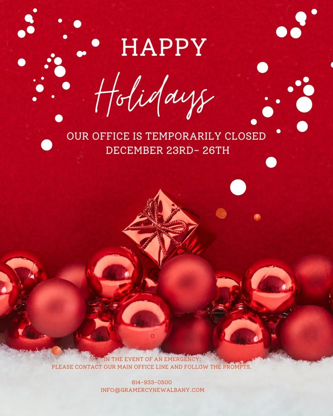 ✨ Happy Holidays from our team to you! ✨Our office will be closed December 24rd&ndash;26th so our team can enjoy the holiday season.We&rsquo;ll reopen on December 27th &mdash; see you then! 🎄🎁