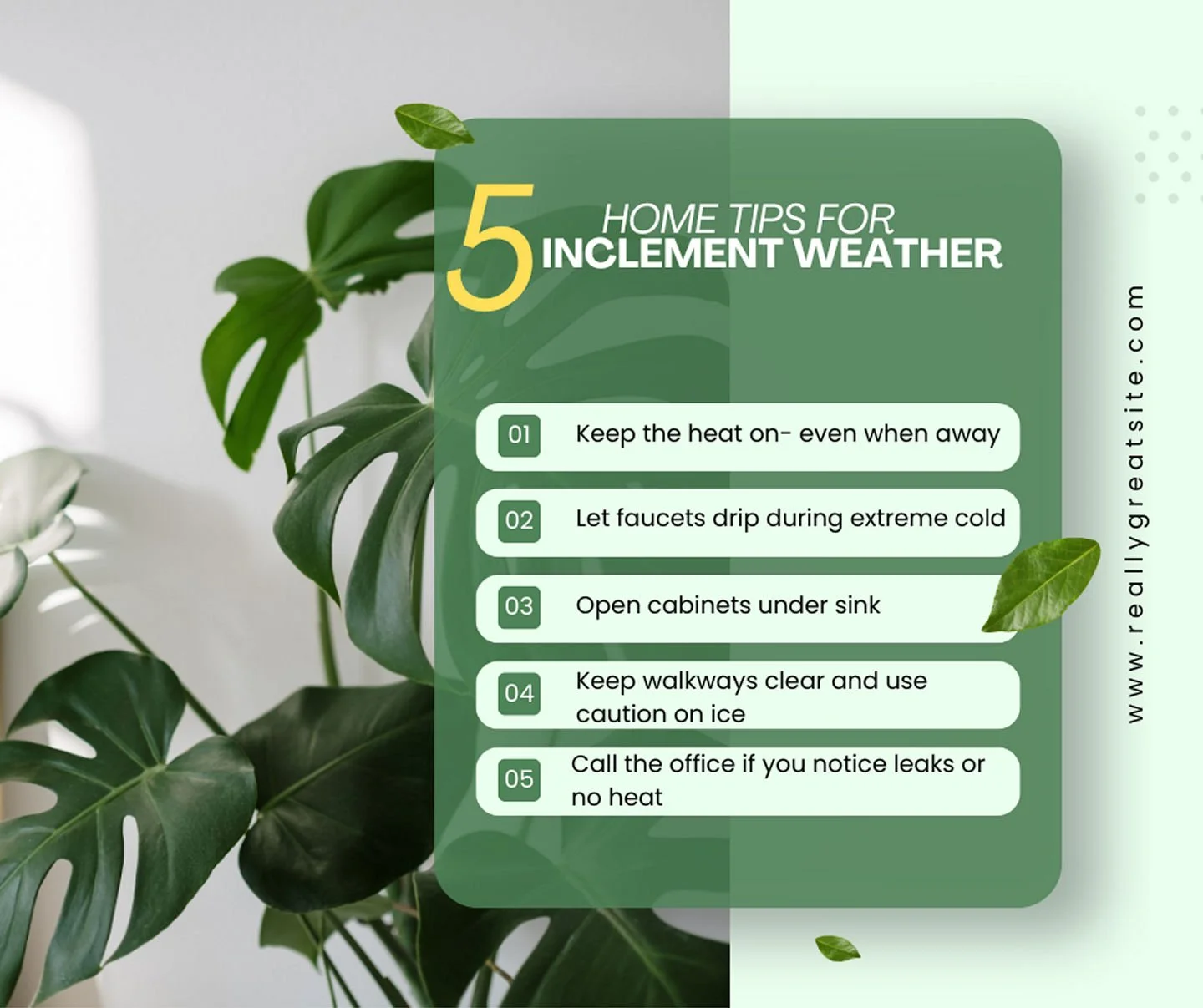 🌧️❄️ Inclement weather can happen fast&mdash;being prepared makes all the difference!Check out the tips to help keep your apartment home safe, comfortable, and stress-free during severe weather. Stay warm and stay safe! 🏠✨