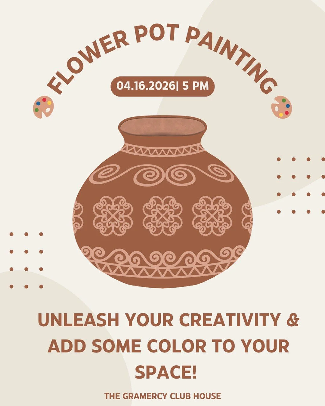 Join us Thursday, April 16th at 5 PM for a Flower Pot Painting Class! 🌸
🎨Stop by, get creative, and design your own painted flower pot. 
Supplies are limited and available while they last &mdash;
 we hope to see you there!