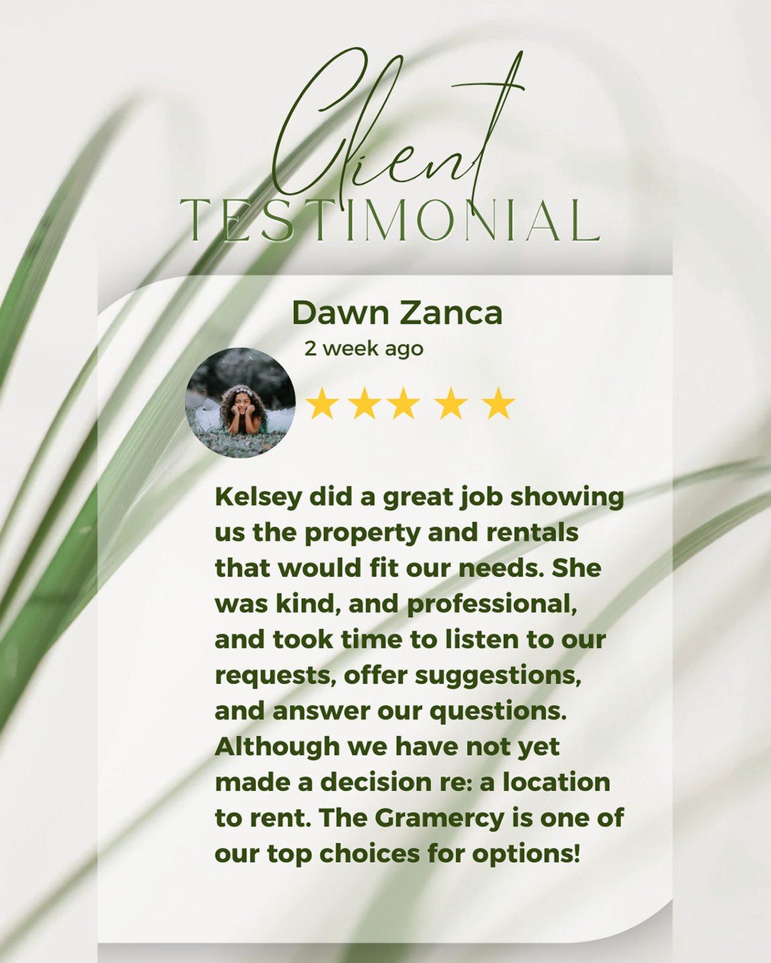 ⭐️⭐️⭐️⭐️⭐️

A huge shoutout to our amazing Leasing Consultant, Kelsey, for another 5-star experience! 🏡✨ We love hearing how welcoming, knowledgeable, and helpful our team is throughout the touring and leasing process.

Looking for your next home? C