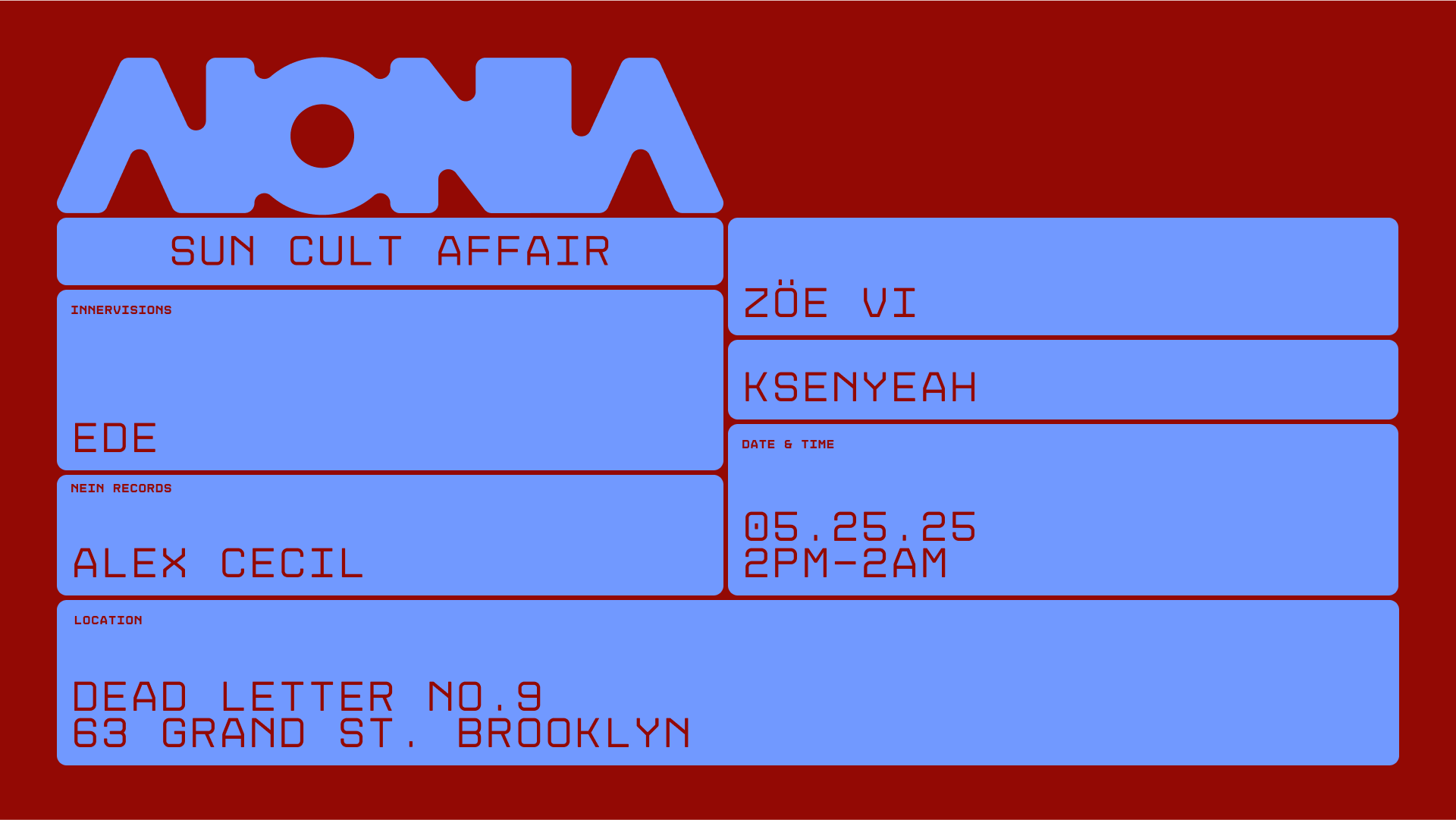 SUN CULT AFFAIR W/ EDE (INNERVISIONS] | ALEX CECIL | ZÖE VI | KSENYEAH + MORE 