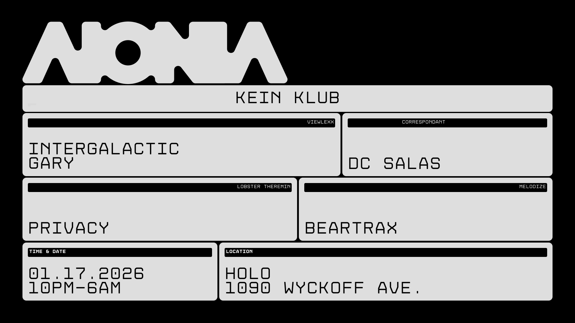 Kein Klub returns to H0l0 for another night of left-of-center club music, this time featuring three distinct European club lineages.