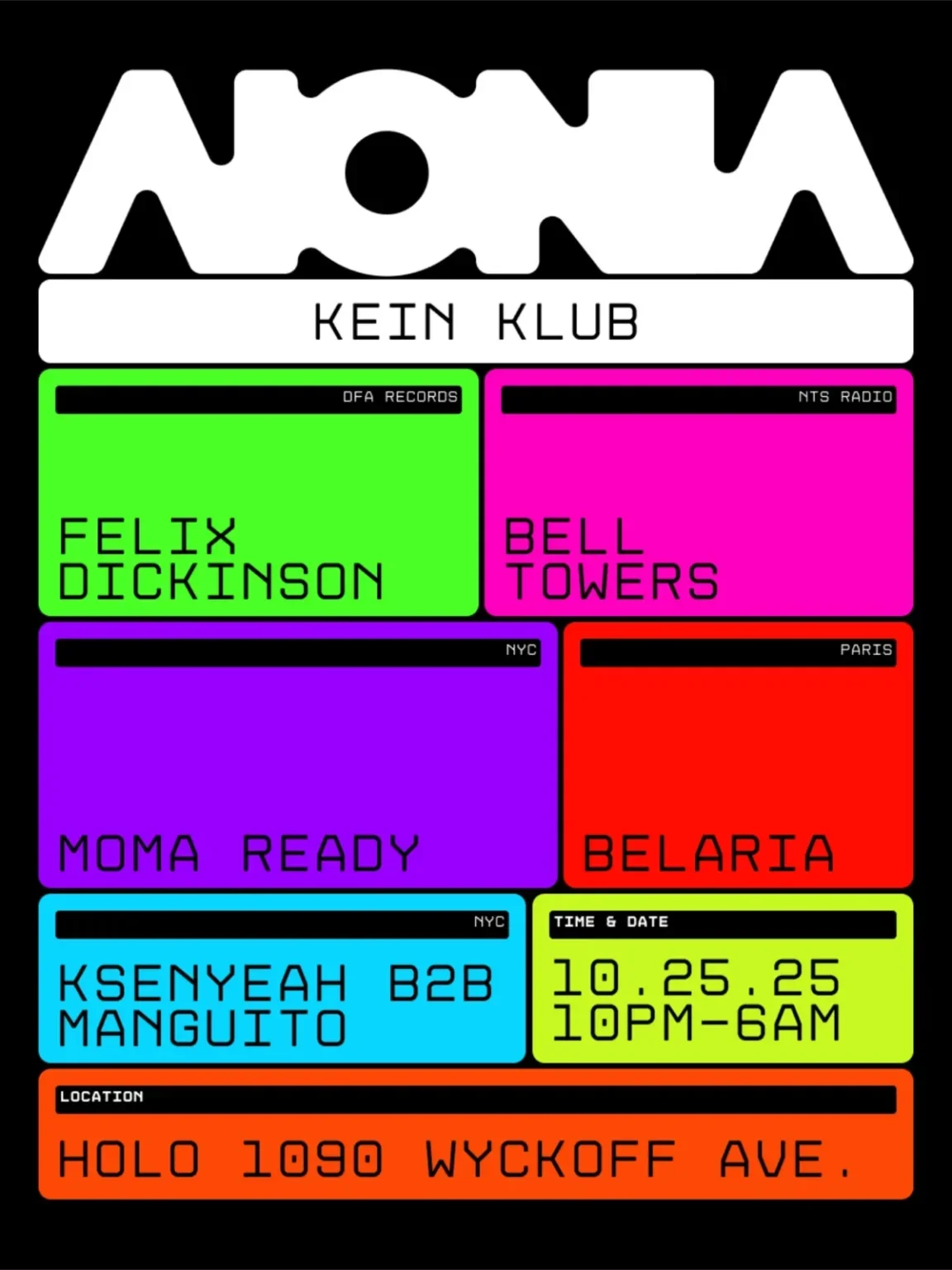 INVERTED AUDIO: Aionia's Kein Klub at H0l0: Bell Towers, Felix Dickinson, MoMa Ready, Belaria, Ksenyeah + Manguito.