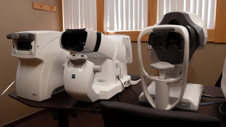 Eye exam pre-testing equipment at Anderson Family Vision in Bozeman