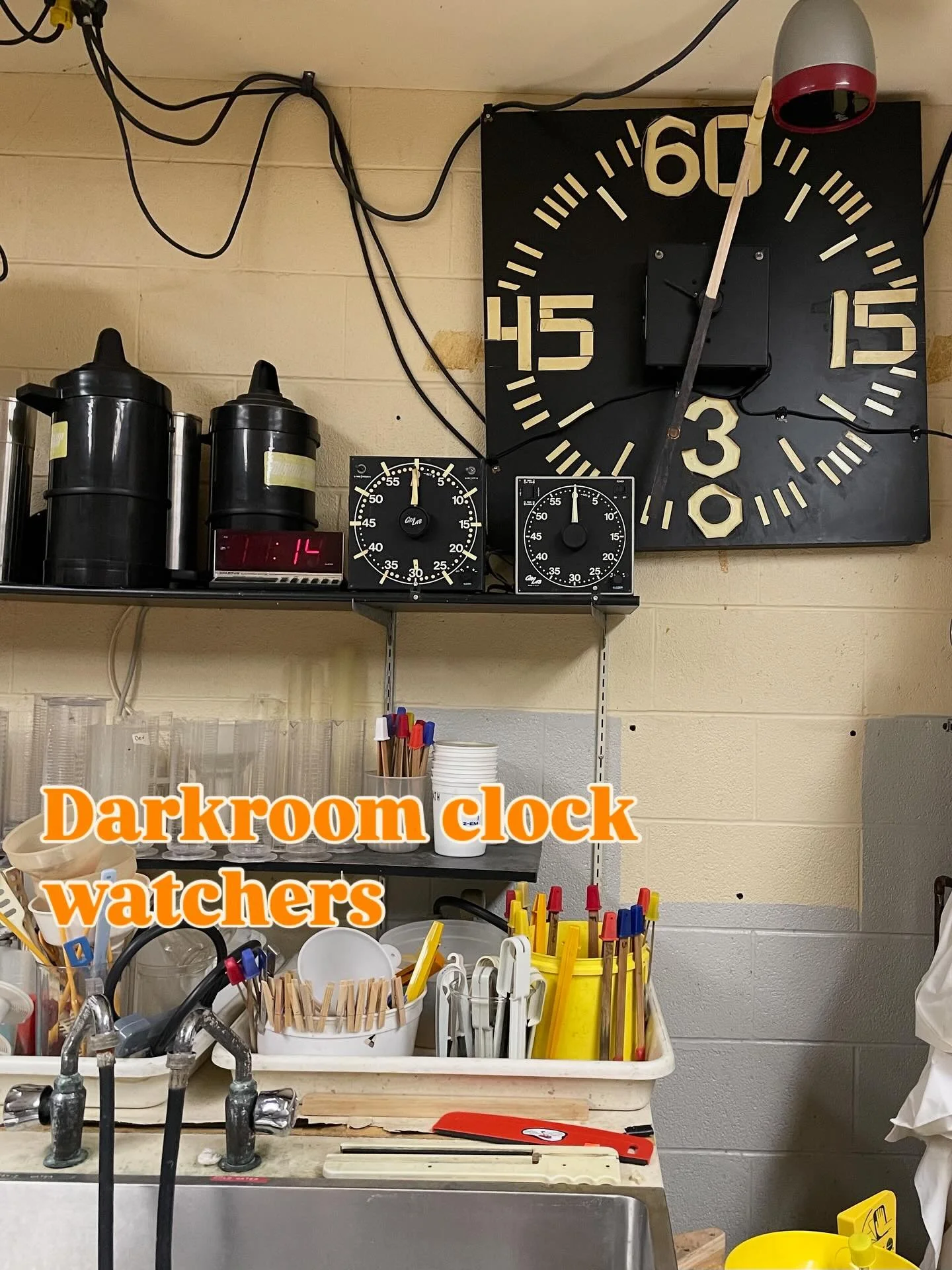 A magical experience introducing people to the darkroom and facilitating a workshop on &ldquo;green&rdquo; film development. It was actually very brown #caffeinol developer). 
(Image 3: participants getting a glimpse of their images  on filmstrips in