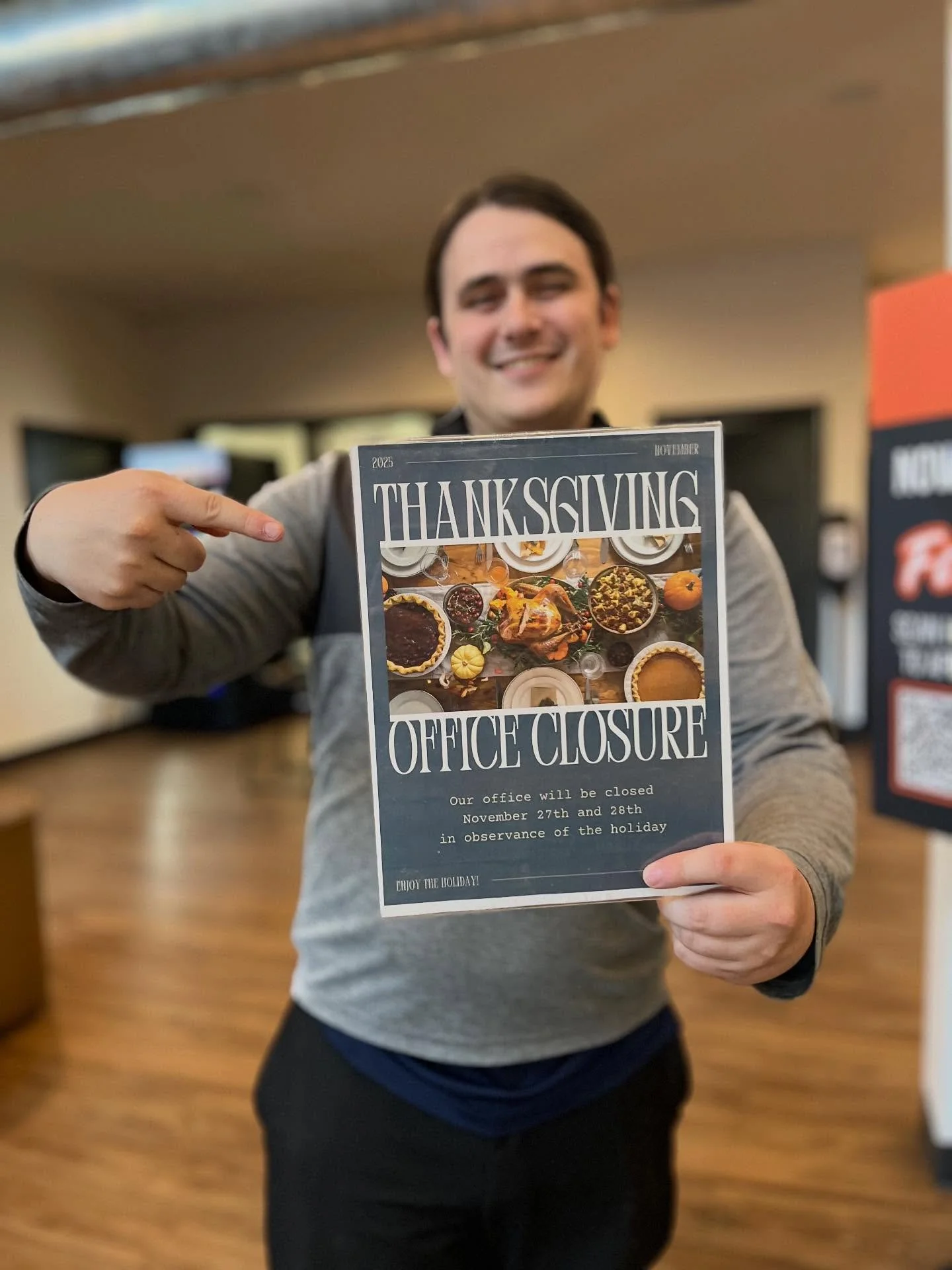 Thanksgiving office closure!

Our office will be closed on Thursday (11/27) and Friday (11/28) in observance of Thanksgiving.

We hope everyone has a great holiday! 🦃

#thecommonsatsawmill #coastalridge #nau #naulumberjacks #jacksnaps