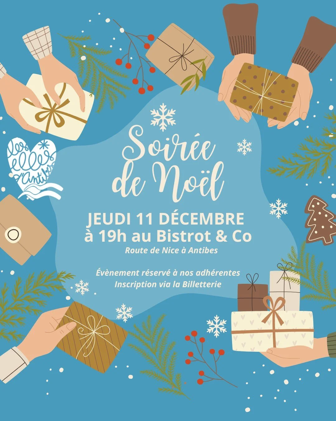 La soir&eacute;e de No'Elles arrive tr&egrave;s vite ! 🎅

On vous r&eacute;serve de jolies surprises, pr&ecirc;tes ? 
N'oubliez pas de porter un petit accessoires ou une tenue de f&ecirc;tes ✨

No&euml;l, Association, Antibes, Business