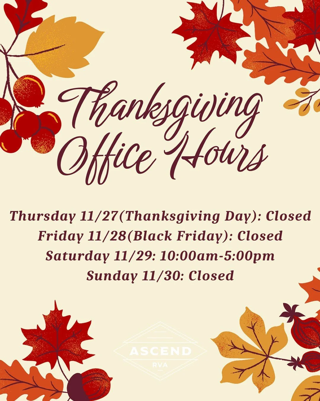 Thanksgiving Office Hours
