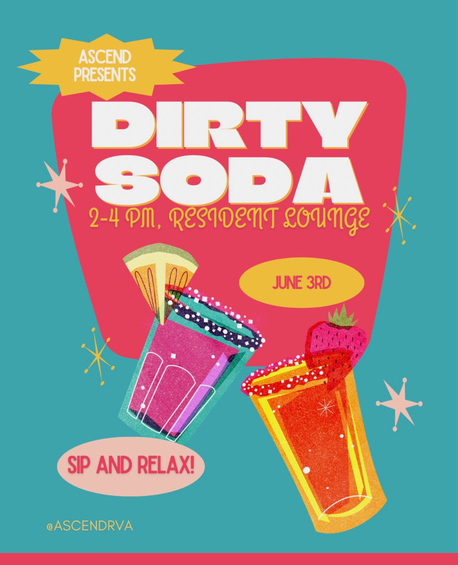 The dirty soda bar event will be postponed to June 3. We can&rsquo;t wait to see you there and grab a fun summer drink with you🧉🌺