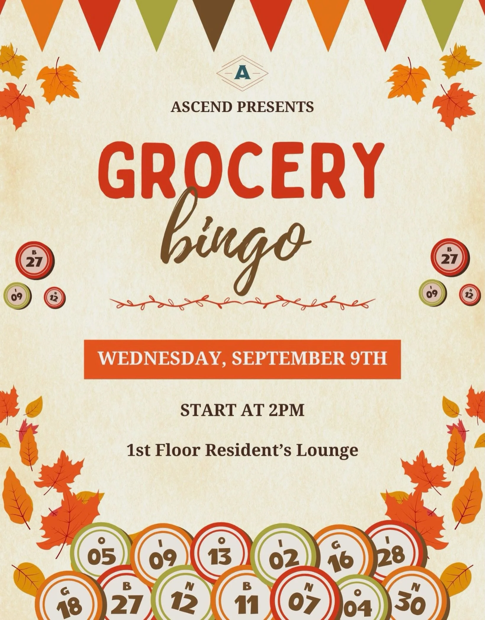 A classic, a resident favorite, GROCERY BINGO IS BACK! Come down to the residents lounge at 2pm to play some bingo and win some prizes! See you then! #ascendrva #vcu #studenthousing #vuu #apartmentliving