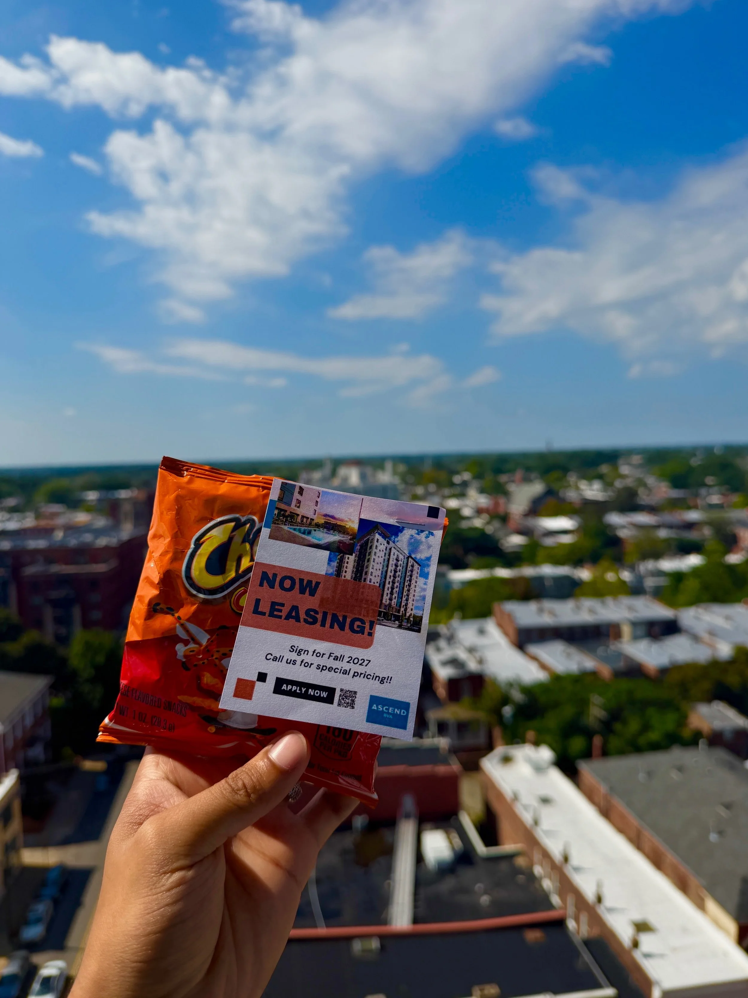Missed us on campus today?! 👀No worries, we&rsquo;ll be back soon with more goodies, swag, and the answers to all your questions that could have you waking up to this view every morning. 😎😉#ascendrva #vcu #apartmentliving #studenthousing