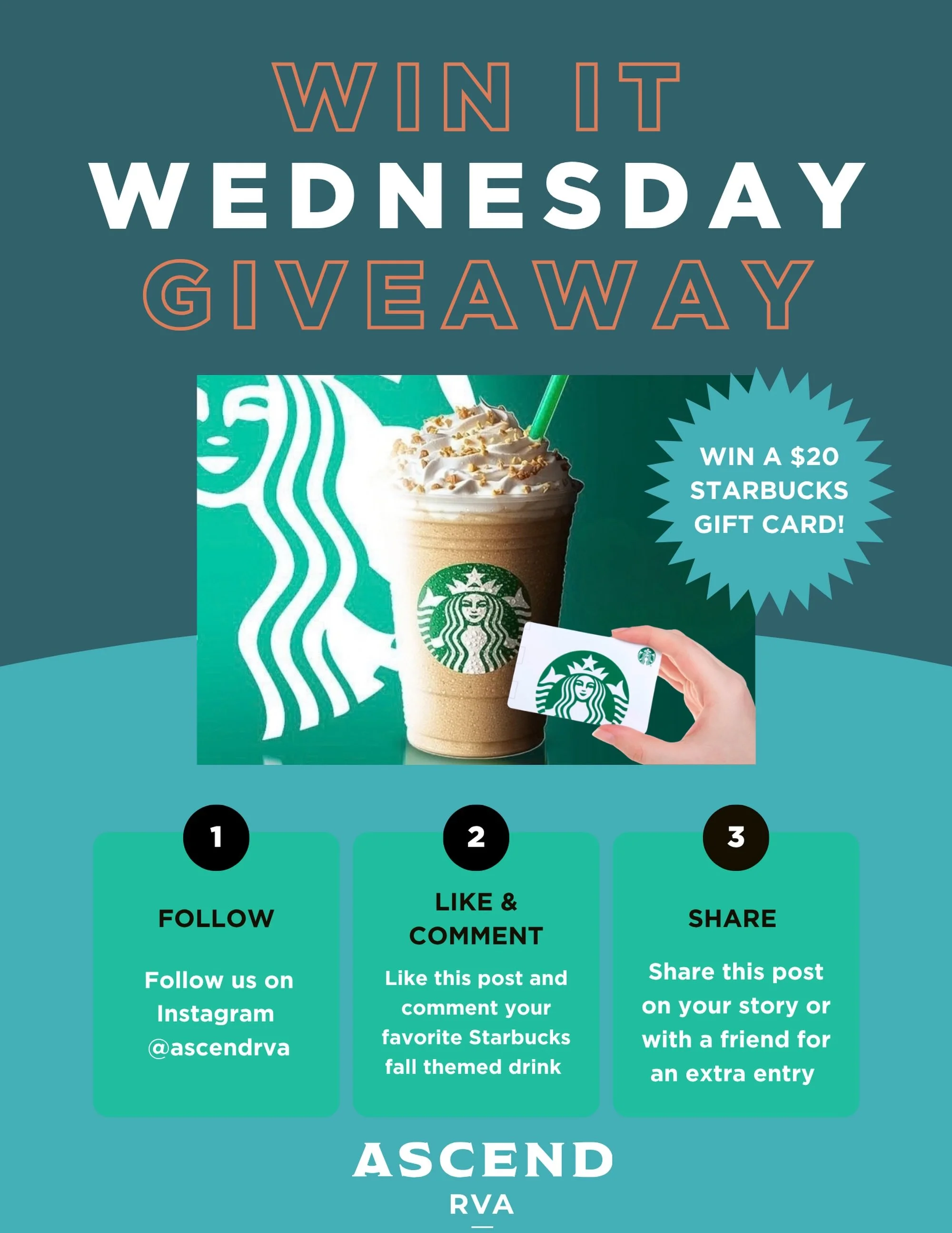 ☕️✨WIN IT WEDNESDAY!✨☕️

We know some of y&rsquo;all are single-handedly keeping Starbucks in business, so relax and let your next cup be on us! 😂

🚨HOW TO ENTER🚨
1️⃣ FOLLOW our Instagram page
2️⃣ LIKE this post and COMMENT your fav Starbucks fall