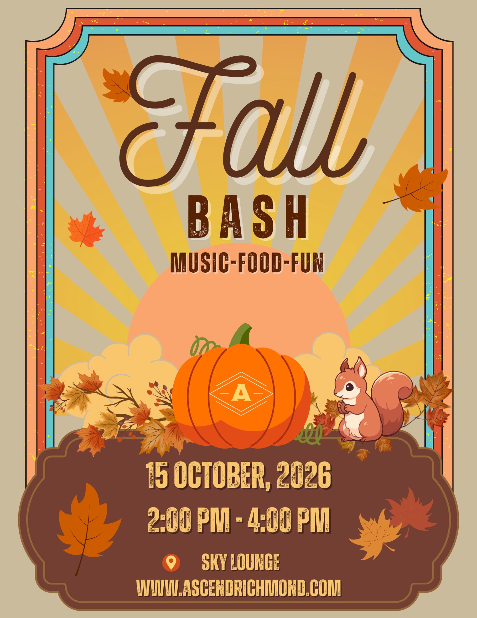 The leaves are falling, and the fun is calling 🍂Join us in the Sky Lounge for food, music, and fun 🤩 🎶 

#fallbash #ascendrva #residentevents