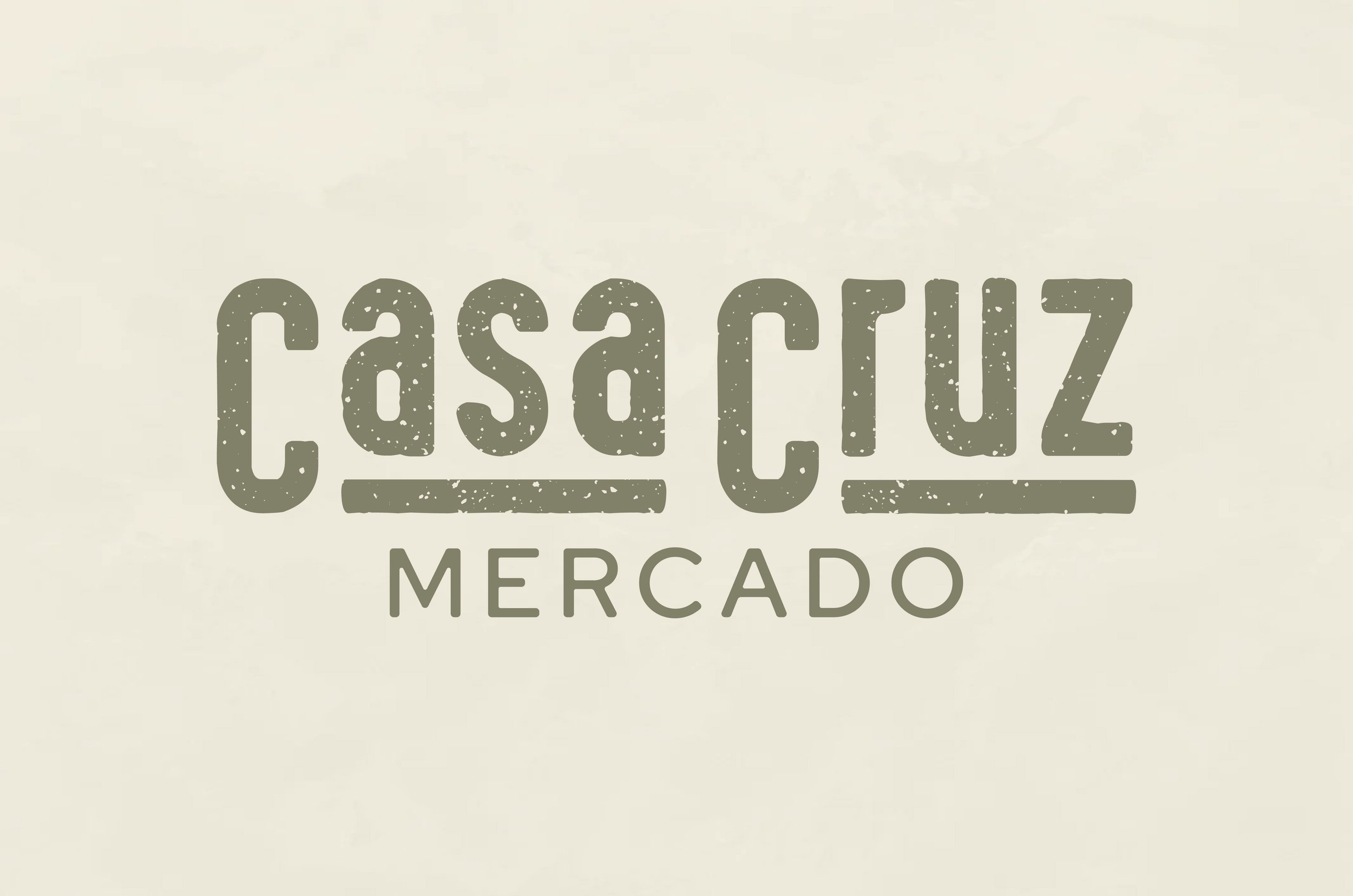 Sign reading 'Casa Cruz Mercado' in a rustic, vintage style with distressed lettering.