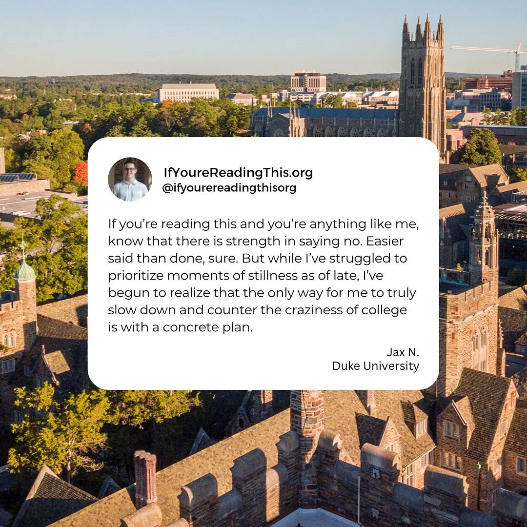 &ldquo;If you&rsquo;re reading this, it&rsquo;s okay to take a break.&rdquo; 

Read the full letter from Jax (@ifyourereadingthisduke) at the link in our bio ✉️