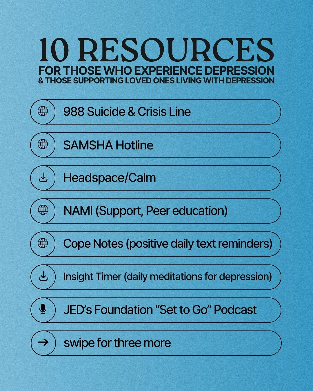 Depression affects nearly 40+ percent of college aged students. If you&rsquo;re experiencing depression&mdash; or supporting someone who is &mdash; these 10 resources are here to help you feel a little less alone 🫶🏽