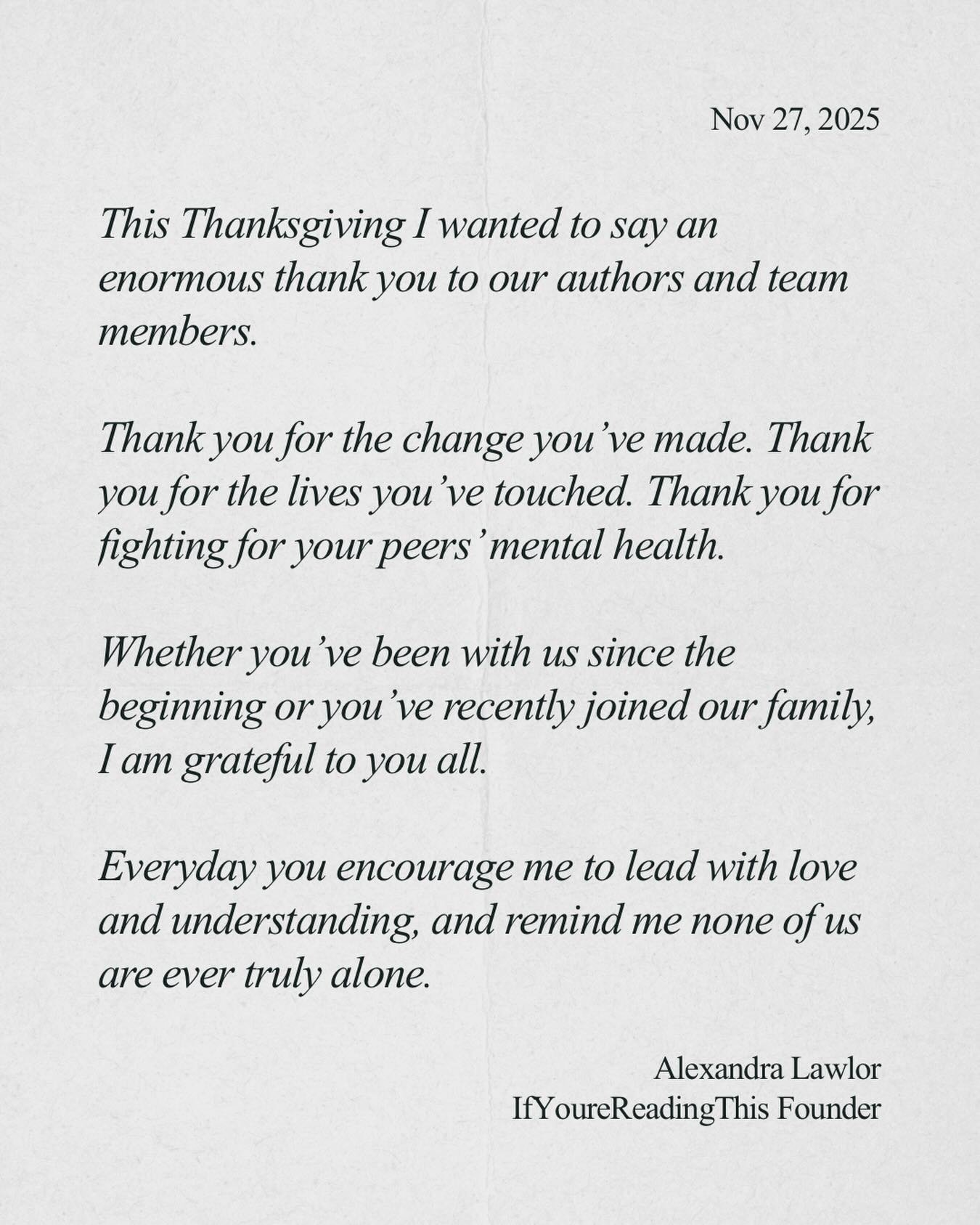 Thankful for this community. Thankful for every story. Thankful for you. Happy Thanksgiving from all of us at IYRT 🤍🦃