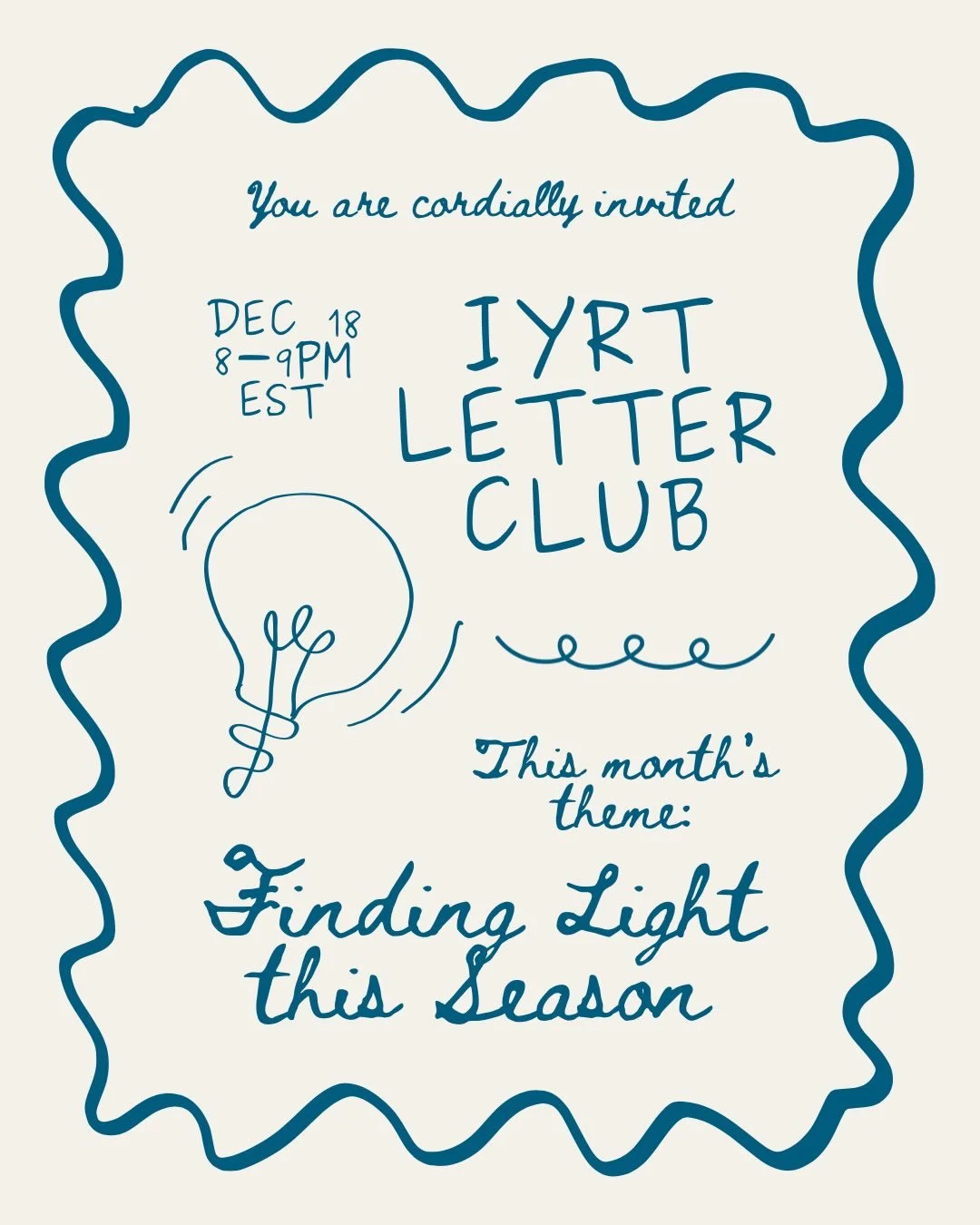 Need a little extra light this season? You&rsquo;re invited&hellip;pt. 2💌

Come join us for our second ever IYRT letter club next Thursday, December 18th! We will continue our meaningful discussions surrounding letters from authors Madhavraj, Rachae